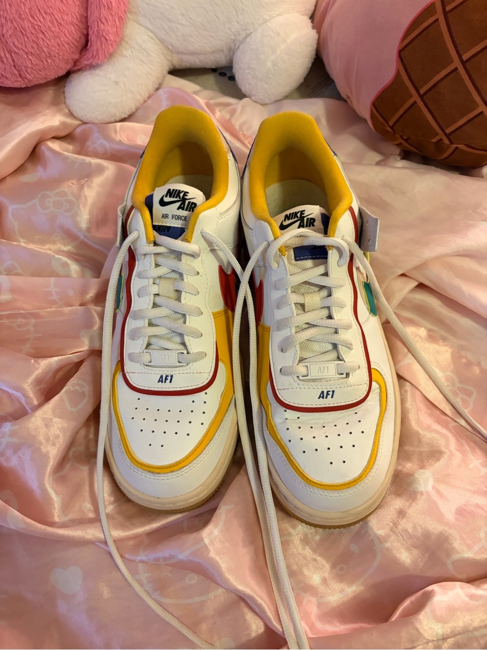 Nike Air Force 1 Low Unisex Shoes - White with Yellow & Red Accents